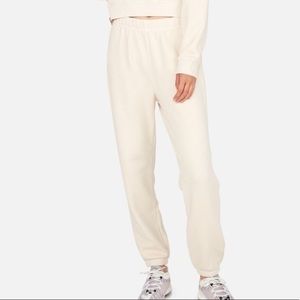MATE the label Fleece Relaxed Sweatpants- Bone - Small.
